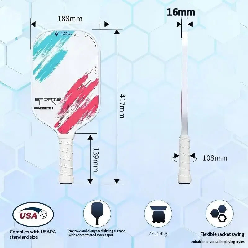 16mm fiberglass pickleball paddle set, various specifications suitable for beginner-level training specialized paddles