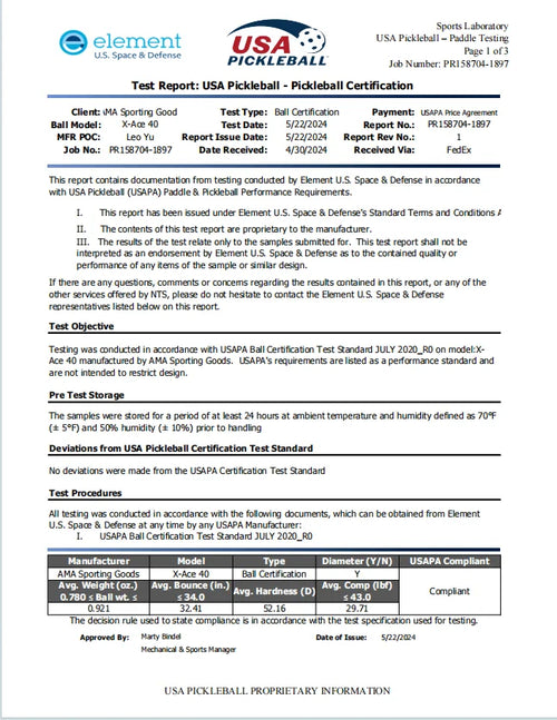 AMA Sport X-ACE Pickleballs 40 Hole Outdoor Pickleball Balls Crack Resistant ONE Piece Balls 100% POP-Optic Yellow