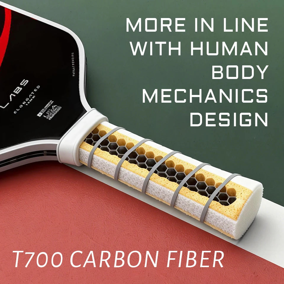 T700 Carbon Fiber Pickleball Paddle 16mm Elongated Boom Core USAPA Approved Racket Pure Foam Construction for Power And Spin